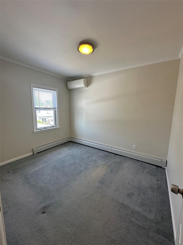 33-13 202nd St, Bayside, NY 11361 - unfurnished room with crown molding, carpet floors, and an AC wall unit
