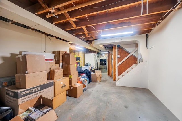 3 Washington Ave, Selden, NY 11784 - unfinished below grade area featuring stairs