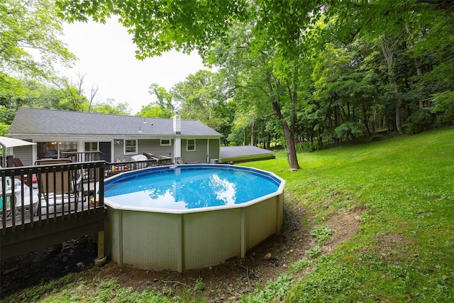 20 Honeymoon Ln, Poughkeepsie, NY 12603 - outdoor pool with a wooden deck and a yard