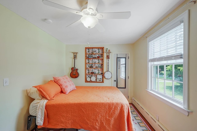 15 Roosevelt Blvd, East Patchogue, NY 11772 - bedroom featuring a baseboard radiator and a ceiling fan