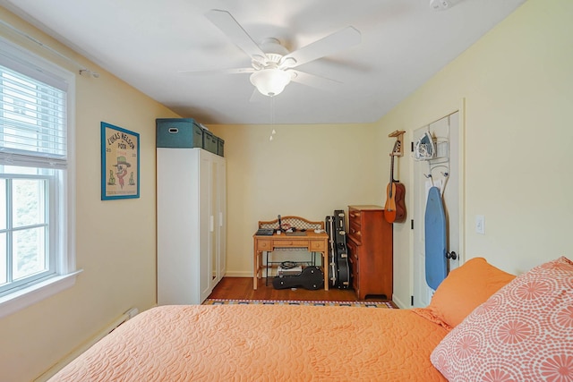 15 Roosevelt Blvd, East Patchogue, NY 11772 - bedroom with wood finished floors and ceiling fan