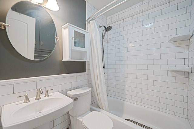 15 Roosevelt Blvd, East Patchogue, NY 11772 - bathroom with shower / bath combination with curtain and tile walls