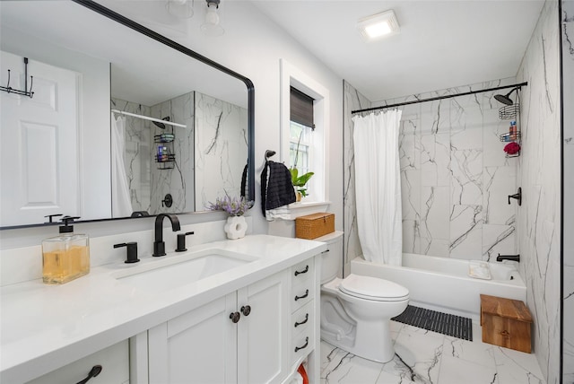 47 Clay Hill Rd, Tivoli, NY 12583 - bathroom featuring marble finish floors, vanity, and shower / bath combination with curtain