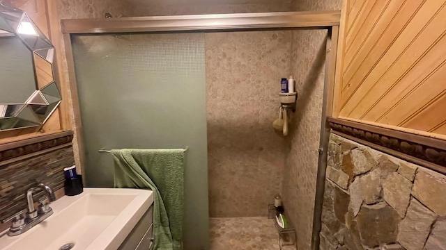 31 N Wayne Ave, West Haverstraw, NY 10993 - bathroom featuring a shower with door and vanity