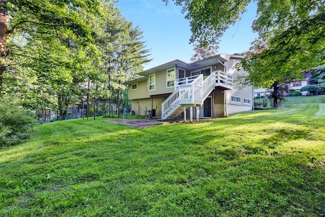 5 Medford Pl, Nanuet, NY 10954 - back of house with stairs, a deck, and a patio