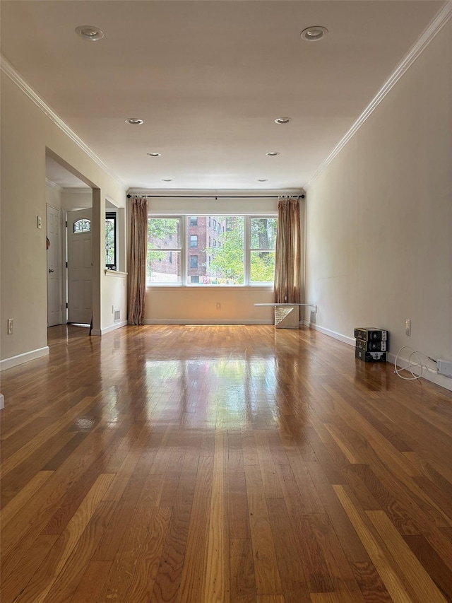 141-31 25th Rd, Flushing, NY 11354 - spare room with crown molding, wood finished floors, and recessed lighting