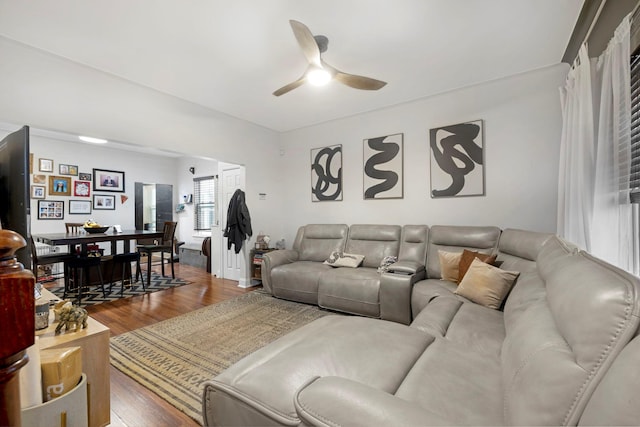 3046 Coddington Ave, Bronx, NY 10461 - living room featuring ceiling fan and dark wood finished floors