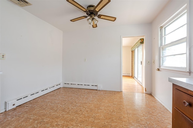 615 E Olive St, Long Beach, NY 11561 - unfurnished room with a baseboard heating unit, a ceiling fan, and baseboard heating