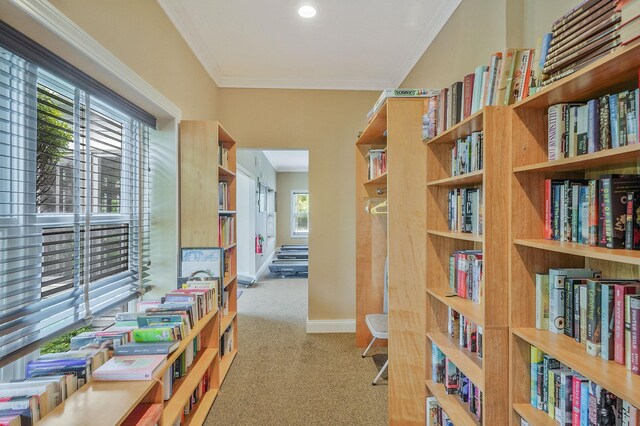 86 Erik Dr, East Setauket, NY 11733 - hall with carpet floors and crown molding