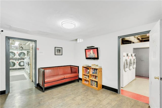 9707 4th Ave Unit 3R, Brooklyn, NY 11209 - living area with separate washer and dryer and wood finished floors