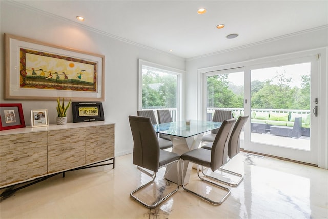 140 Old Farm Rd S, Pleasantville, NY 10570 - dining room featuring ornamental molding and recessed lighting