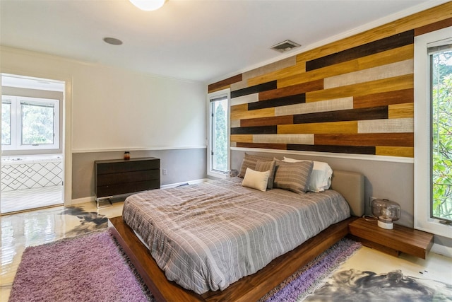 140 Old Farm Rd S, Pleasantville, NY 10570 - bedroom with wood walls and crown molding
