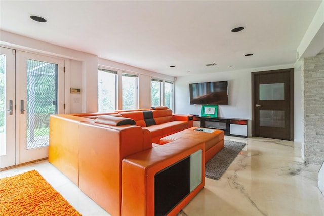 140 Old Farm Rd S, Pleasantville, NY 10570 - living room featuring french doors and recessed lighting