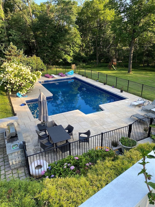 140 Old Farm Rd S, Pleasantville, NY 10570 - view of swimming pool featuring a patio area and view of scattered trees