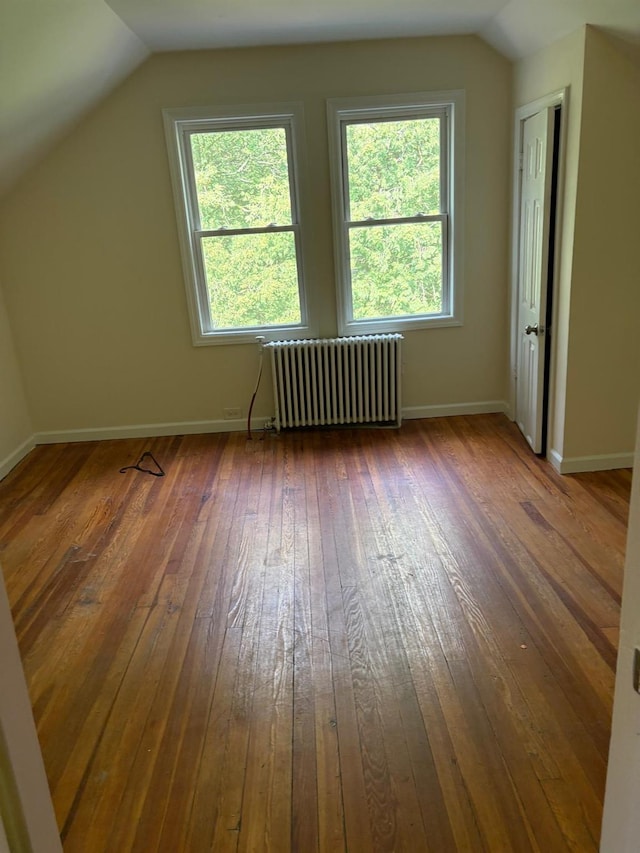 270 N Highland Ave, Pearl River, NY 10965 - additional living space featuring radiator heating unit, hardwood / wood-style floors, and vaulted ceiling