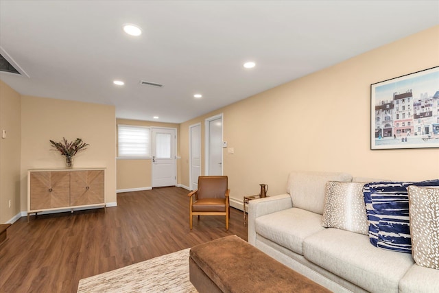 790 Adams St, Baldwin, NY 11510 - living area featuring wood finished floors, recessed lighting, and baseboard heating