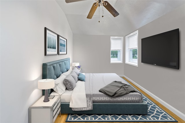 313 Concord Rd, Yonkers, NY 10710 - bedroom featuring light wood-style floors, lofted ceiling, and ceiling fan