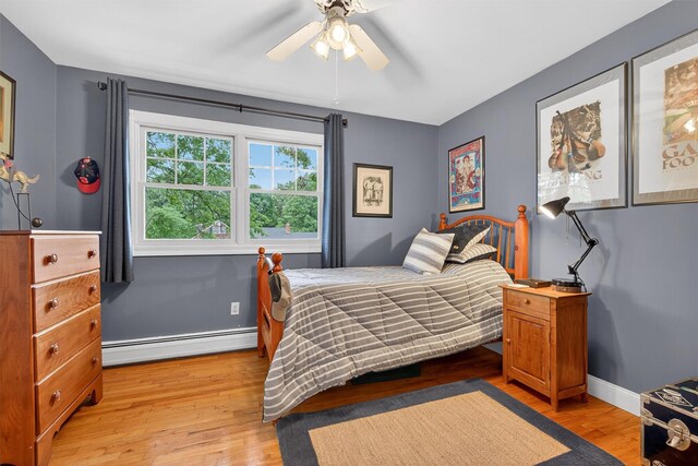 19 Ridgeview Ter, Goshen, NY 10924 - bedroom with baseboard heating, wood finished floors, and ceiling fan