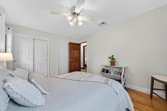 19 Ridgeview Ter, Goshen, NY 10924 - bedroom featuring wood finished floors, multiple closets, and ceiling fan