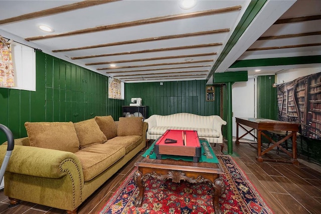 111 S Hamilton St, Poughkeepsie, NY 12601 - living room featuring wood finished floors and wooden walls