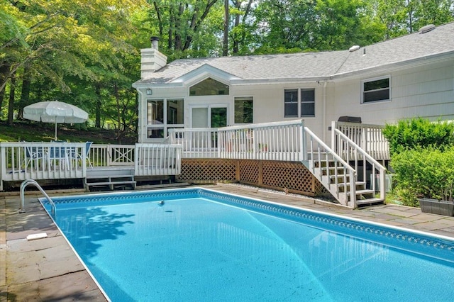 205 Radcliff Dr, Nyack, NY 10960 - outdoor pool with a wooden deck