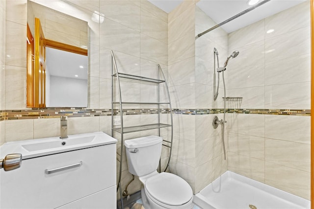 205-06 26th Ave, Bayside, NY 11360 - full bath featuring tile walls, a tile shower, and vanity