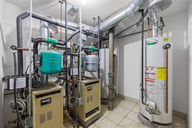 205-06 26th Ave, Bayside, NY 11360 - utility room featuring gas water heater and a heating unit