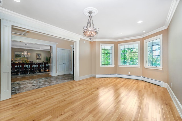 66 Normalee Rd, Staten Island, NY 10305 - unfurnished room featuring a chandelier, hardwood / wood-style floors, plenty of natural light, crown molding, and recessed lighting