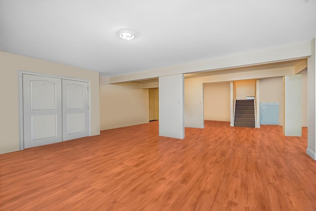 66 Normalee Rd, Staten Island, NY 10305 - finished basement featuring light wood finished floors and stairs