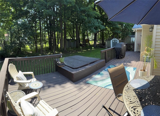 18 Division St, Cornwall, NY 12518 - wooden deck with a shed, area for grilling, and a lawn