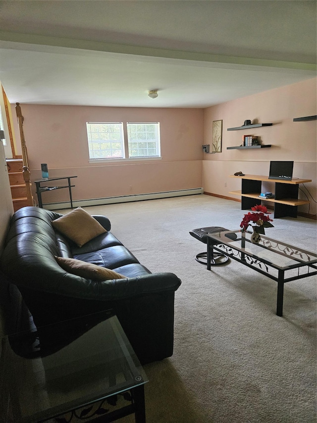 215 Sycamore Dr, New Windsor, NY 12553 - carpeted living room featuring baseboard heating