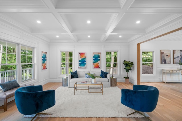 32 Middleville Rd Unit 2, Northport, NY 11768 - living room featuring a decorative wall, recessed lighting, wood finished floors, and ornamental molding