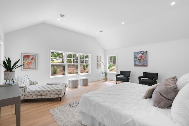32 Middleville Rd Unit 2, Northport, NY 11768 - bedroom with vaulted ceiling, light wood-style flooring, and recessed lighting