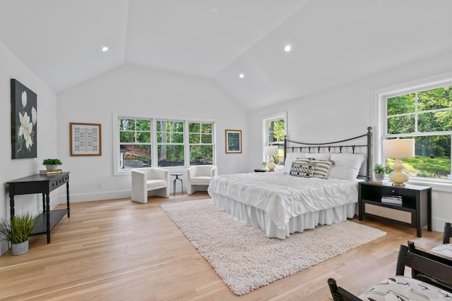 30 Middleville Rd, Northport, NY 11768 - bedroom with lofted ceiling and light wood-style floors