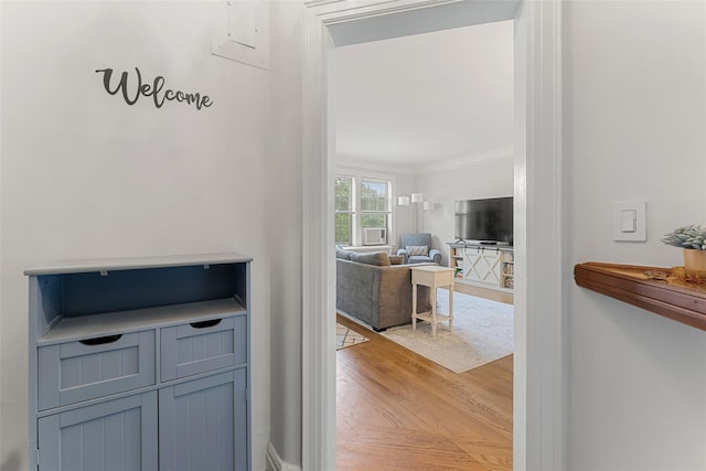 26 Pondfield Rd W Unit 2A, Bronxville, NY 10708 - hall featuring light wood-style flooring and ornamental molding