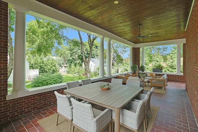 15 Calton Ln, New Rochelle, NY 10804 - view of patio with a ceiling fan and outdoor dining space