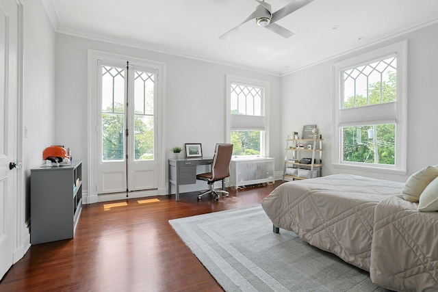 15 Calton Ln, New Rochelle, NY 10804 - bedroom with crown molding, dark wood-type flooring, and ceiling fan