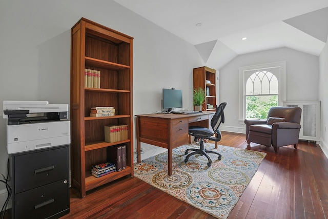 15 Calton Ln, New Rochelle, NY 10804 - office area with vaulted ceiling and dark wood-type flooring