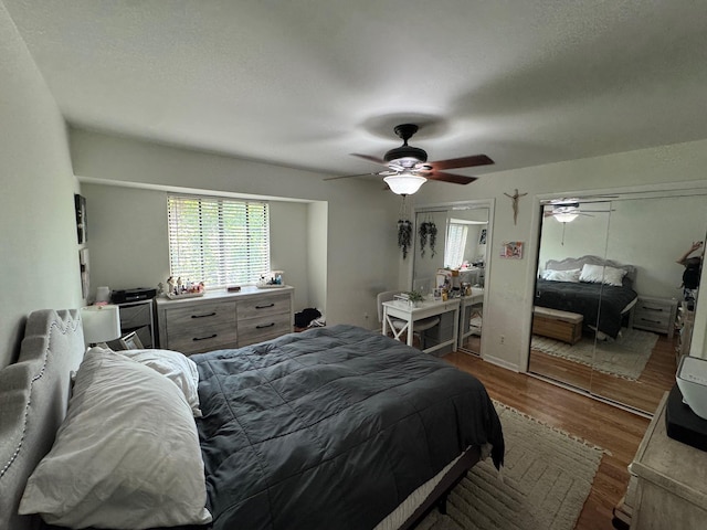 38 Offshore Dr, Mohegan Lake, NY 10547 - bedroom featuring multiple closets, wood finished floors, and ceiling fan