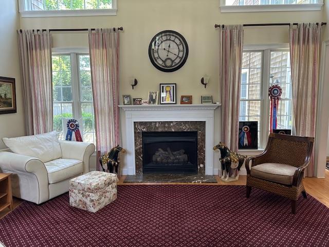 1 Sunset Ave, East Quogue, NY 11942 - living area featuring a premium fireplace