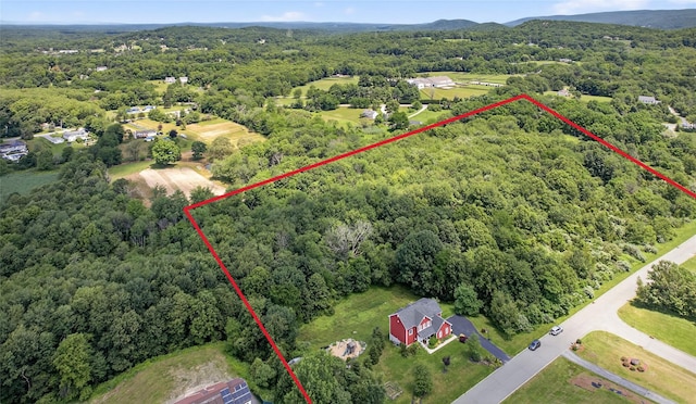 2 Primrose Ln, Chester, NY 10918 - aerial overview of property's location with a heavily wooded area and property boundaries highlighted