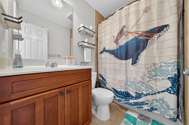 2 Primrose Ln, Chester, NY 10918 - full bathroom with vanity, tile patterned floors, and a shower with shower curtain