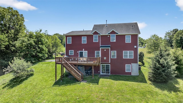 2 Primrose Ln, Chester, NY 10918 - rear view of house with a deck, stairway, and a yard