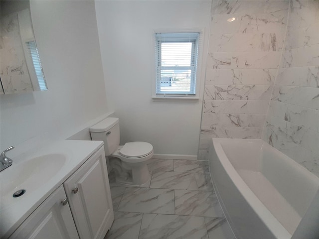 8 Poplar St, Poughkeepsie, NY 12601 - bathroom featuring a tub to relax in, vanity, and marble look tile flooring