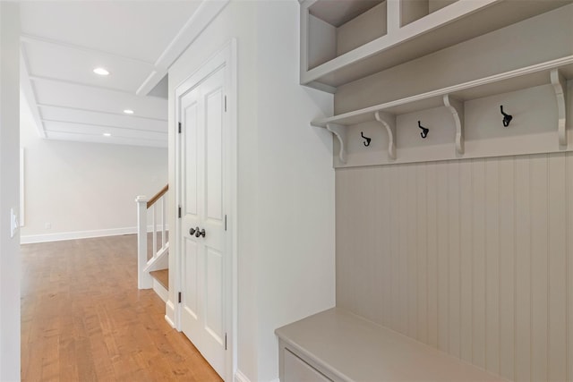 130 Sunset Ln, Greenport, NY 11944 - mudroom with recessed lighting and light wood-style flooring