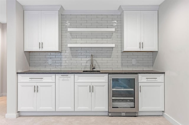 130 Sunset Ln, Greenport, NY 11944 - indoor wet bar with beverage cooler and tasteful backsplash