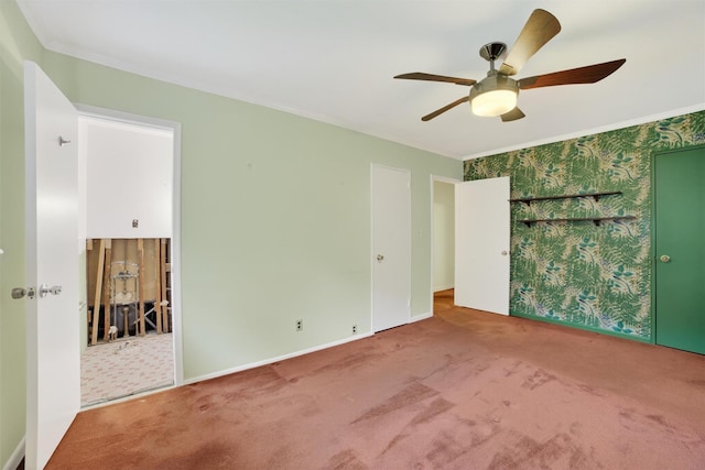 25 Tappan Ter, Briarcliff Manor, NY 10510 - carpeted empty room featuring a ceiling fan and crown molding