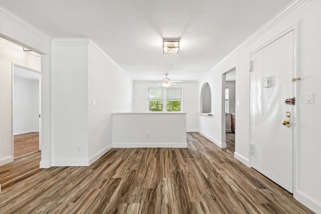 24 Ridge St N Unit 24-A, Rye Brook, NY 10573 - unfurnished room featuring wood finished floors, ornamental molding, and ceiling fan