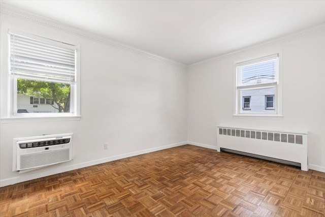 24 Ridge St N Unit 24-A, Rye Brook, NY 10573 - empty room featuring radiator, a wall unit AC, and crown molding
