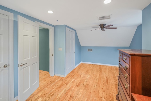 6 Youngs Ln, Setauket, NY 11733 - bonus room with light wood-type flooring, ceiling fan, recessed lighting, and vaulted ceiling